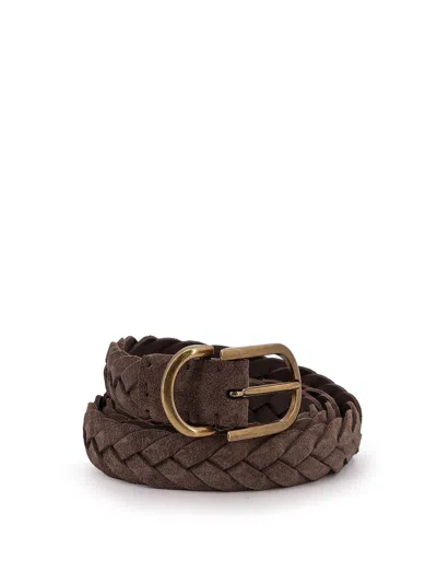 Brunello Cucinelli Suede Woven Belt