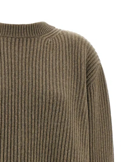 Mm6 Maison Margiela Oversized Wool Blend Sweater With Crew Neck In Gray