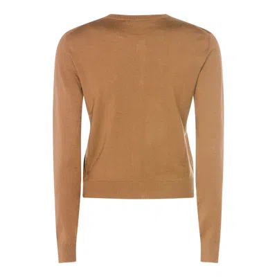 Zanone Long Sleeve Ribbed Cuff Crew Neck Knitwear In Gold