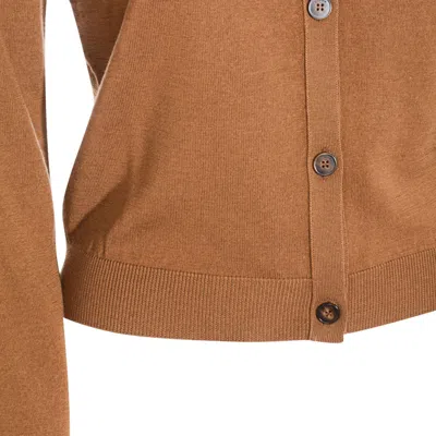 Zanone Long Sleeve Ribbed Cuff Crew Neck Knitwear In Gold