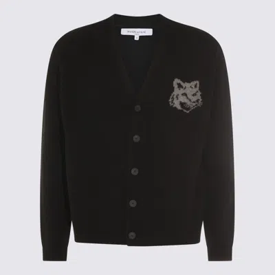 Maison Kitsuné Black Fox Head Cardigan With Buttons Closure In Black