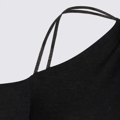 Brunello Cucinelli One-shoulder Long Sleeved Knit Jumper In Black