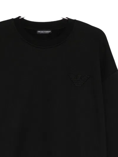 Emporio Armani Cotton Blend Sweater In Black