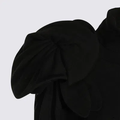 Moschino Black Turtleneck Sweater With Flower Detail In Black