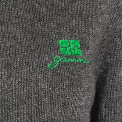 Ganni Future Knit Cardigan Crewneck In Gray