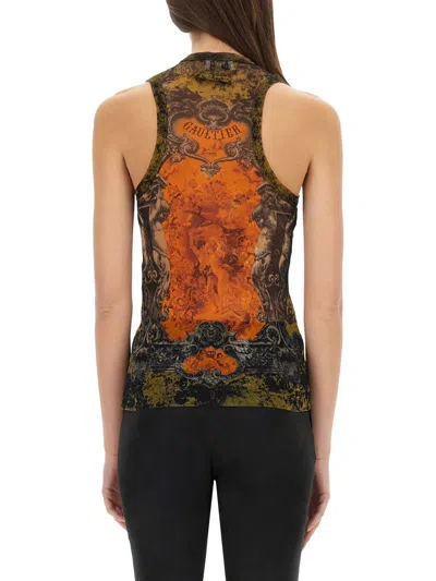 Jean Paul Gaultier Women Printed Tulle Tank Top In Multi