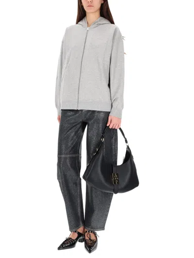 Ganni Womens Isoli Teddy Oversized Zip Hoodie In Gray