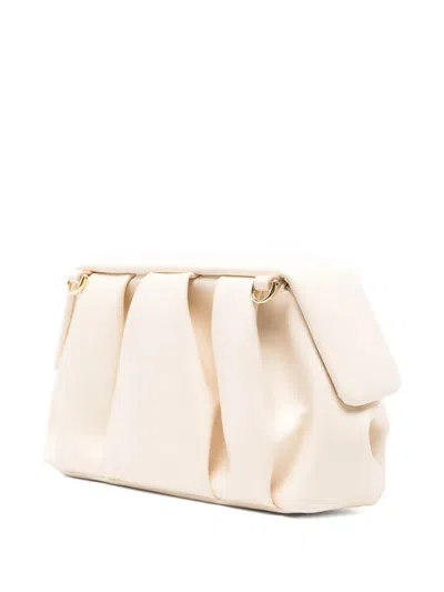 Themoirè Pleated Rectangular Clutch Top Handle In Neutral