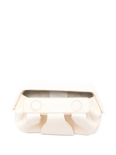 Themoirè Pleated Rectangular Clutch Top Handle In Neutral