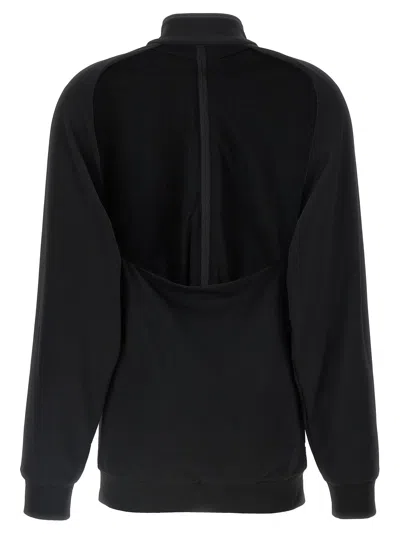 Balenciaga High Collar Ribbed Cuffs Side Pockets Dress In Black