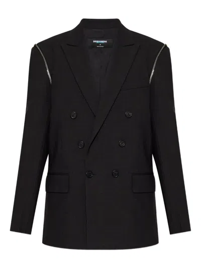 Dsquared2 X Bettter Double-breasted Zip Blazer In Black
