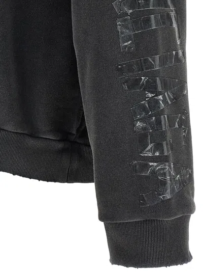 Balenciaga Men Transparent Tape Hoodie With Torn Pocket In Gray