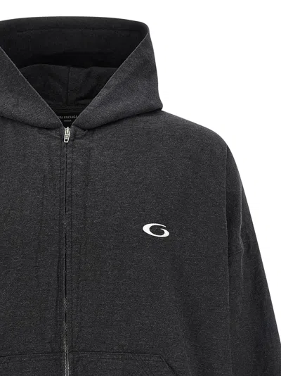 Balenciaga Men Grey Sweatshirt With Fixed Hood And Logo Detail On The Front In Cotton Man In Gray