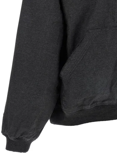 Balenciaga Men Grey Sweatshirt With Fixed Hood And Logo Detail On The Front In Cotton Man In Gray