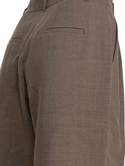 Sandbeige Beige Wool Blend Trousers In Green