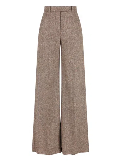 Valentino High Waist Wide Leg Trousers With Pleats In Multi
