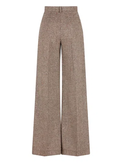 Valentino High Waist Wide Leg Trousers With Pleats In Multi