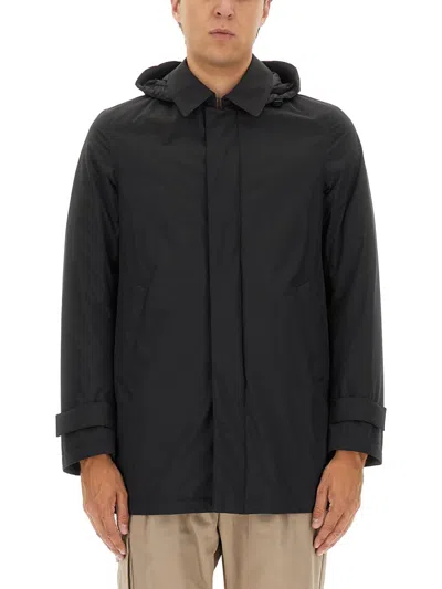 Herno Men's Padded Jacket With Detachable Hood In Black