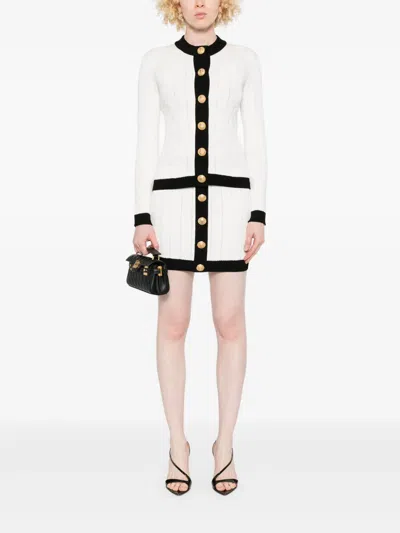 Balmain Two-tone Cardigan In White