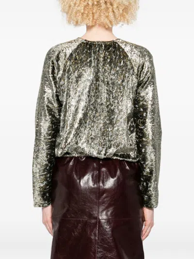 Forte Forte Metallic V-neck Long Sleeve Top In Multi