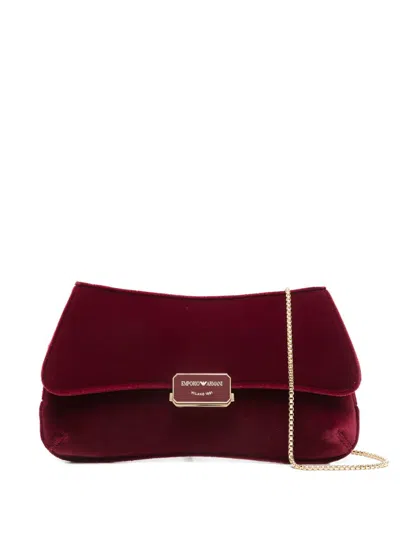 Emporio Armani Maroon Logo Clutch In Orange