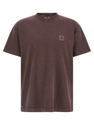 Carhartt Work In Progress Vista Loose Fit Logo T-shirt In Burgundy