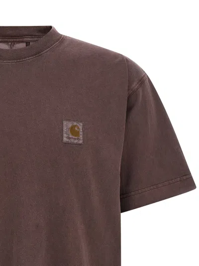 Carhartt Work In Progress Vista Loose Fit Logo T-shirt In Burgundy