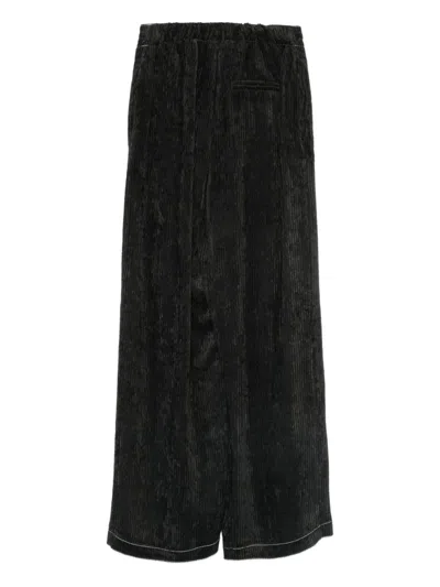 Alysi Wide-leg Velvet Trousers In Black