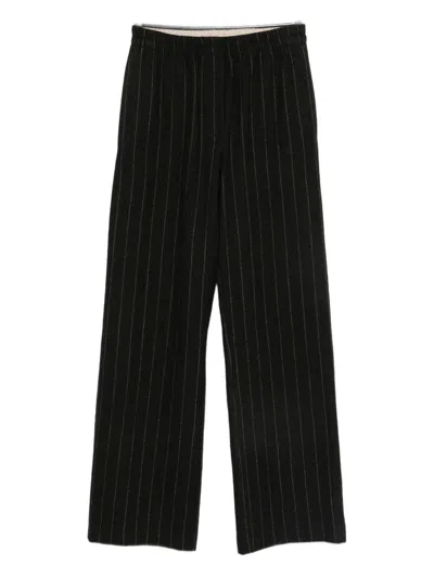 Alysi Wide-leg Striped Casual Pants In Black