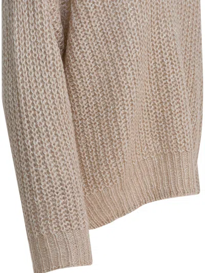 Herno Chunky Knit Turtleneck Sweater With Ribbed Cuffs And Hem In Multi