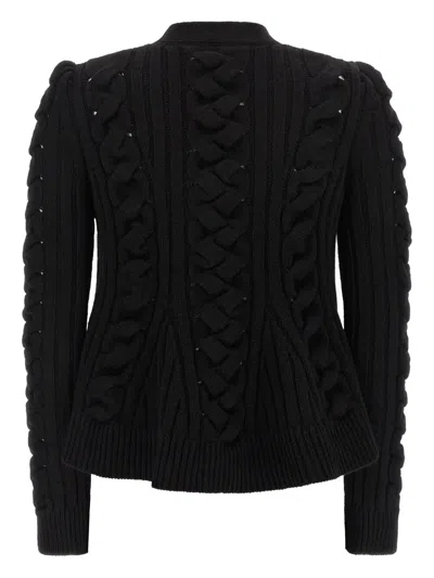 Alexander Mcqueen Wool And Cashmere Cable Cardigan Clothing In Black