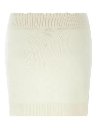 Chloé Cashmere Wool Mini Skirt With Ribbed Waistband In Neutral