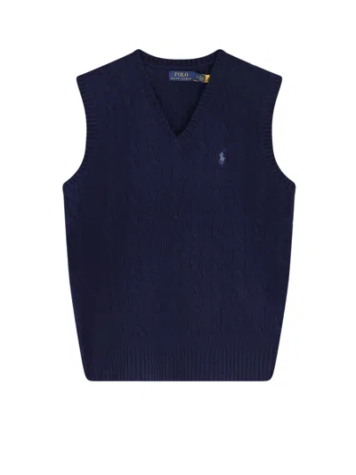 Polo Ralph Lauren Waistcoat In Wool And Cashmere In Blue