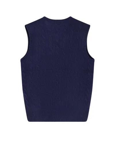 Polo Ralph Lauren Waistcoat In Wool And Cashmere In Blue