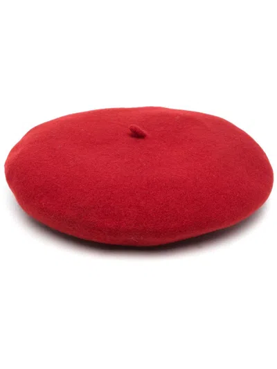 Borsalino Soft Textured Wool Knit Basque Hat In Red