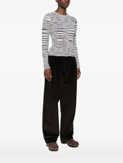 Missoni Striped Lightweight Crew Neck Knit Sweater In Gray