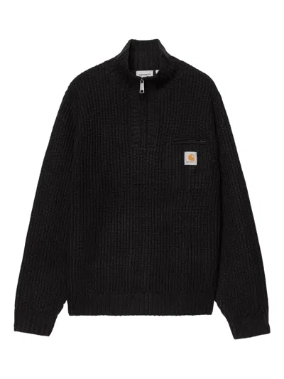 Carhartt Detroit Half Zip Acrylic Blend Sweater In Black
