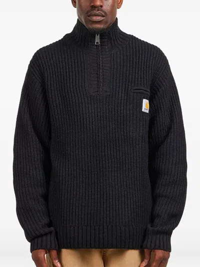 Carhartt Detroit Half Zip Acrylic Blend Sweater In Black