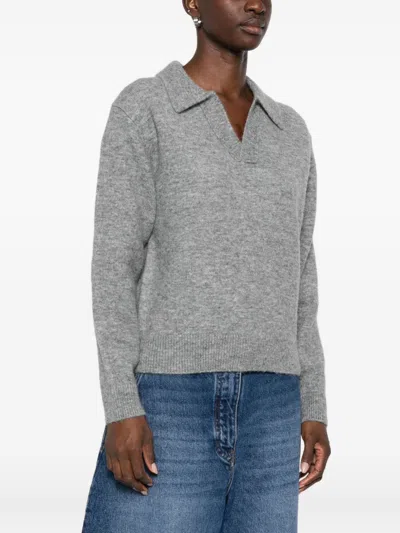 Dunst V-neck Polo-collar Sweater In Gray