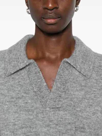 Dunst V-neck Polo-collar Sweater In Gray