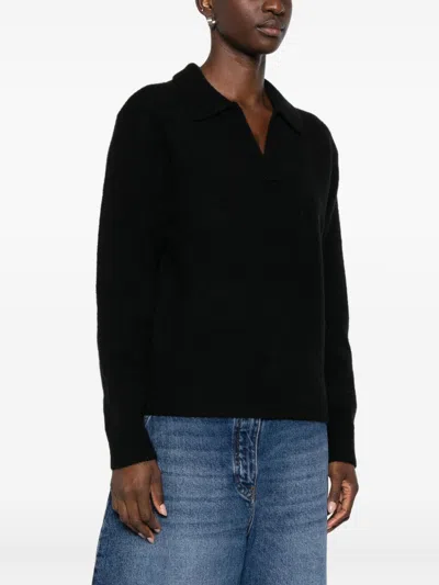 Dunst Wool Blend Polo Sweater In Black