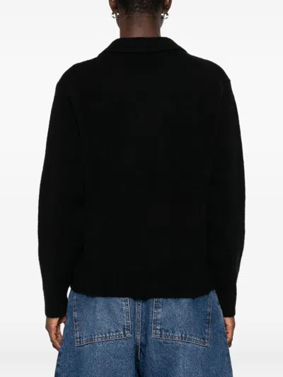 Dunst Wool Blend Polo Sweater In Black