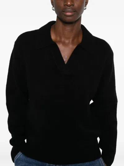 Dunst Wool Blend Polo Sweater In Black