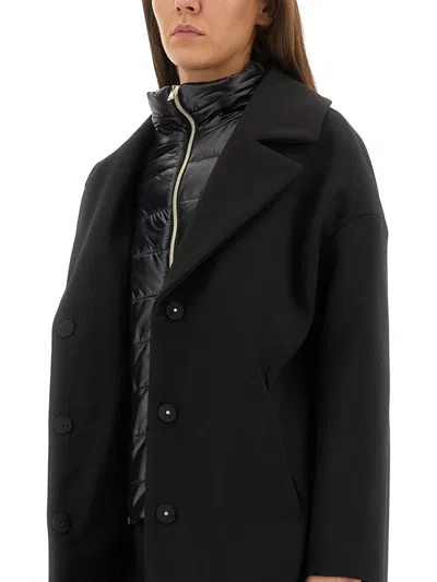 Herno Wool Coat With Technical Bib In Black
