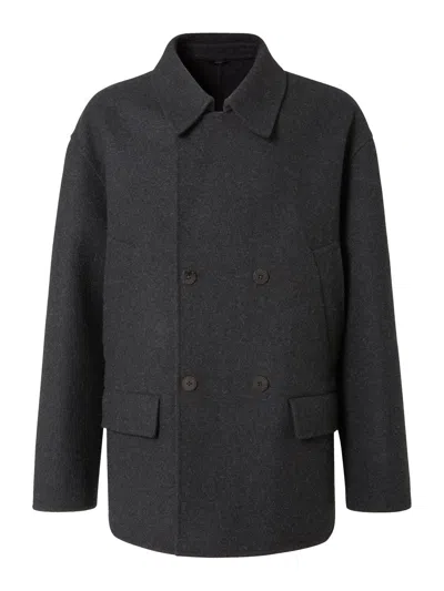 Fendi Felt Wool Coat Coats And Trench Coats Gray In Black