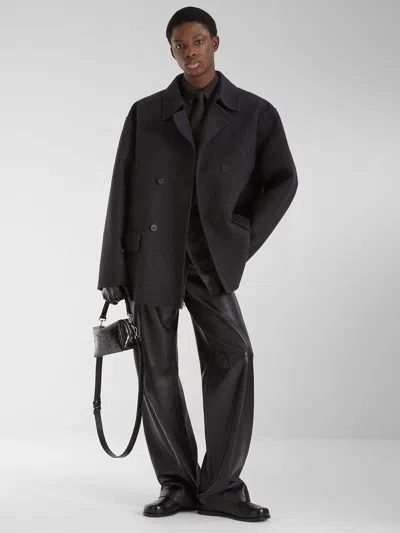 Fendi Felt Wool Coat Coats And Trench Coats Gray In Black