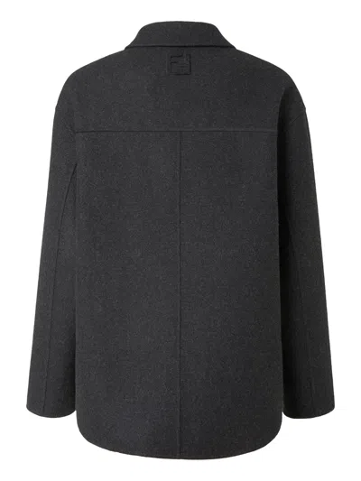 Fendi Felt Wool Coat Coats And Trench Coats Gray In Black