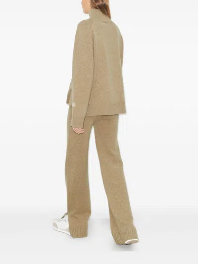 Tory Burch Wool Knitted Trousers In Neutral