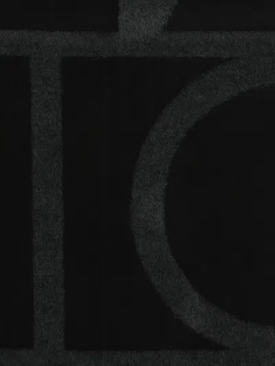 Totême Geometric Pattern Wool Scarf With Soft Texture In Black