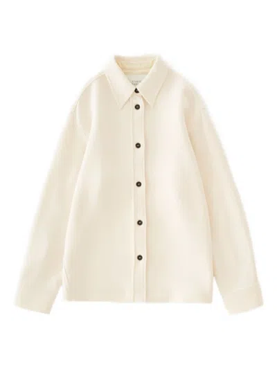 Studio Nicholson Long Sleeve Wool Shirt With Button Cuffs In White